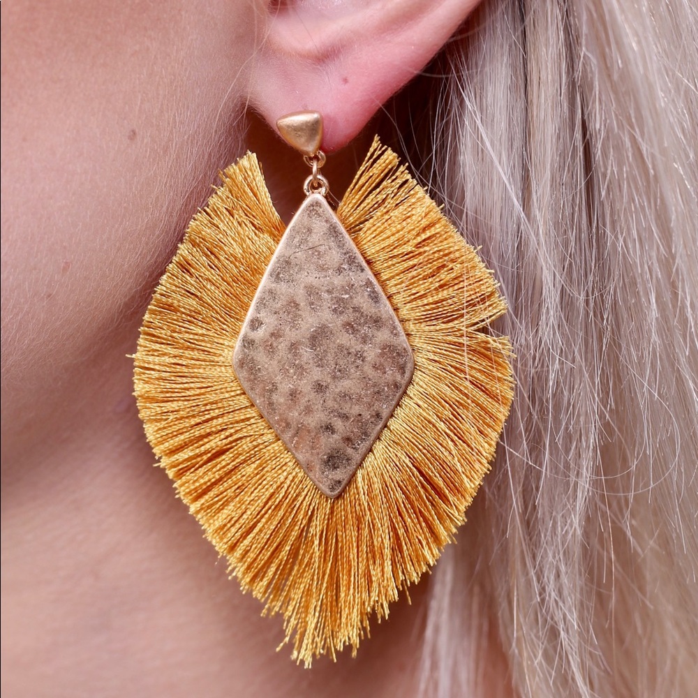 Caroline Hill Statement Earrings NWT GOLD/MUSTARD